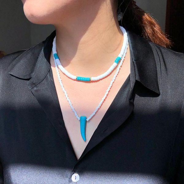 pendant necklaces boho ceramics chain horn for women ethnic howlite seed beads chains choker punk fashion jewelry necklace set, Silver
pendant necklaces boho ceramics chain horn for women ethnic howlite seed beads chains choker punk fashion jewelry necklace set, Silver