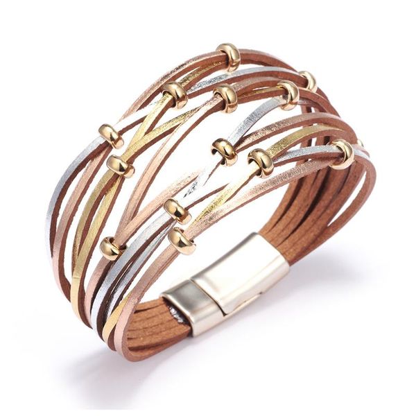 gold sliver color multi layer leather bracelet for women metal beads ladies wrap charm bracelets & bangle new female jewelry, Black
gold sliver color multi layer leather bracelet for women metal beads ladies wrap charm bracelets & bangle new female jewelry, Black