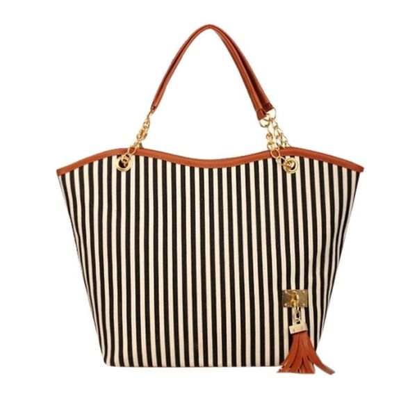 women girl stripe tassels chain canvas shopping handbag shoulder tote shop bag convenient and simple handbag fashion #l10
women girl stripe tassels chain canvas shopping handbag shoulder tote shop bag convenient and simple handbag fashion #l10