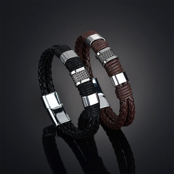 fashion 1pc black brown weave leather braided genuine men bracelet male bangles dropshipping wholesale, Golden;silver
fashion 1pc black brown weave leather braided genuine men bracelet male bangles dropshipping wholesale, Golden;silver
