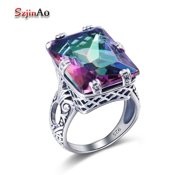 szjinao 925 mystic z ring for women vintage sterling silver jewelry rainbow z gemstone wedding engagement accessories, Golden;silver
szjinao 925 mystic z ring for women vintage sterling silver jewelry rainbow z gemstone wedding engagement accessories, Golden;silver