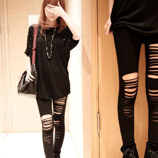 women pants spring summer autumn pants balck solid hole casual high waist fashion leggings pants, Black
women pants spring summer autumn pants balck solid hole casual high waist fashion leggings pants, Black