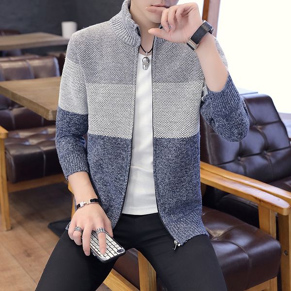 men's sweaters y stand collar cardigan zip-up jacket loose-fit korean-style outer wear yarn sweater trend, White;black
men's sweaters y stand collar cardigan zip-up jacket loose-fit korean-style outer wear yarn sweater trend, White;black