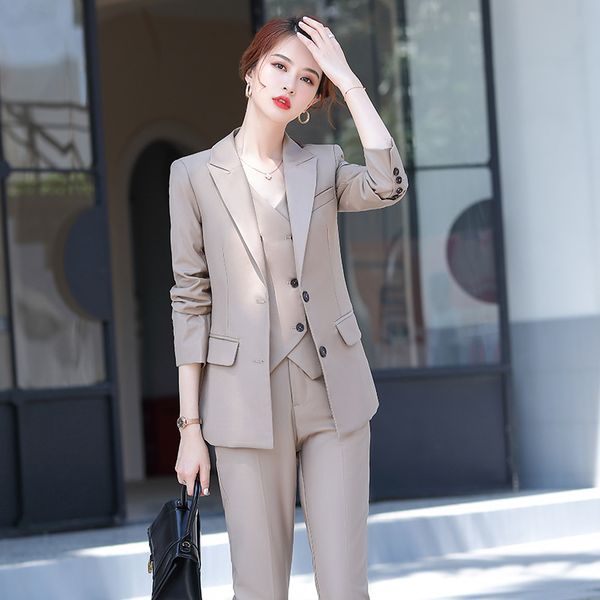 women's two piece pants 3 set women suits 2021 elegant slim blazer suit+double breasted vest+high waist skinny ankle length outfit sets, White
women's two piece pants 3 set women suits 2021 elegant slim blazer suit+double breasted vest+high waist skinny ankle length outfit sets, White