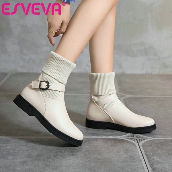 esveva 2021 flat heel knitting+pu leather ankle boots women boots shoes round toe platform slip on size 34-43, Black
esveva 2021 flat heel knitting+pu leather ankle boots women boots shoes round toe platform slip on size 34-43, Black