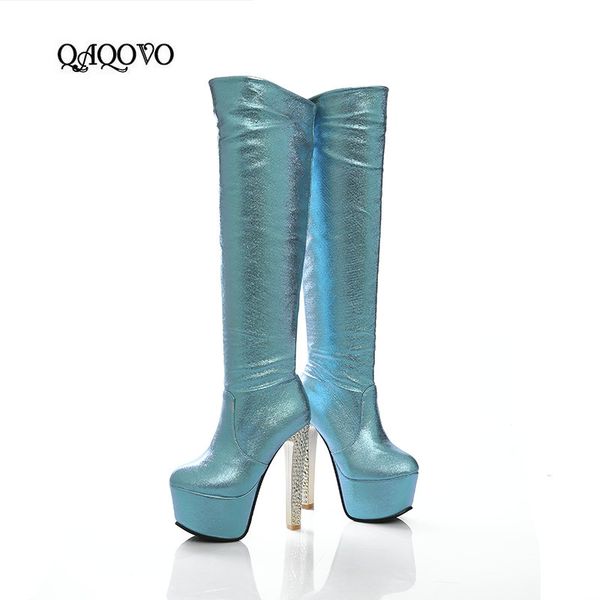boots 15cm super high heels women fashion platform knee zipper autumn winter long shoes woman blue gold silver, Black
boots 15cm super high heels women fashion platform knee zipper autumn winter long shoes woman blue gold silver, Black