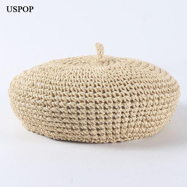 uspop fashion berets adjustable straw beret women straw hat female breathable solid color summer hats, Blue;gray
uspop fashion berets adjustable straw beret women straw hat female breathable solid color summer hats, Blue;gray