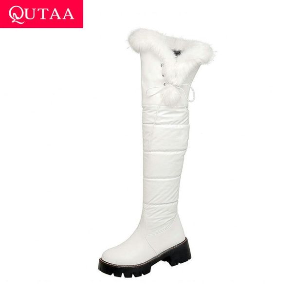 qutaa 2021 over the knee boots plush lace up winter women shoes round toe pu down long boots square heel snow size34-43, Black
qutaa 2021 over the knee boots plush lace up winter women shoes round toe pu down long boots square heel snow size34-43, Black