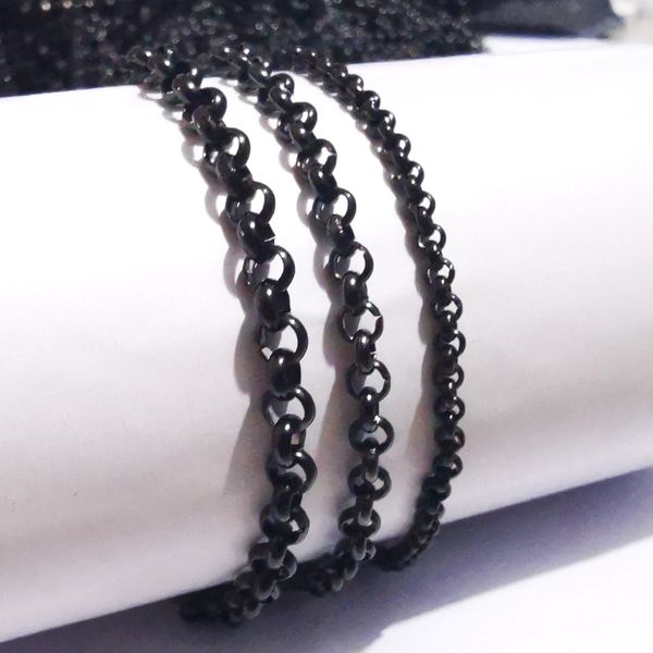 3meter lot in bulk 2.5mm/3.5mm black stainless steel round rolo chain jewelry findings marking chain diy mens women, Silver 
3meter lot in bulk 2.5mm/3.5mm black stainless steel round rolo chain jewelry findings marking chain diy mens women, Silver