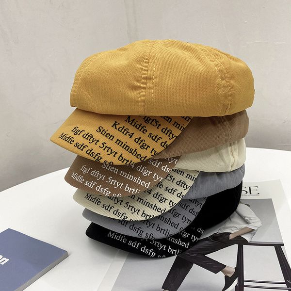 early autumn hat british style literary retro solid color octagonal hat female spring and summer casual wild letter beret, Blue;gray
early autumn hat british style literary retro solid color octagonal hat female spring and summer casual wild letter beret, Blue;gray