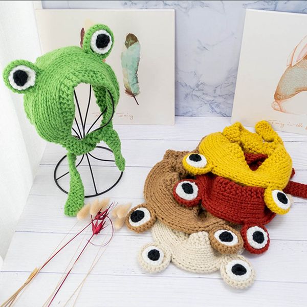 frog knitted woolen hat female headdress woven headgear green hat earmuffs lovely accessory gifts, Blue;gray
frog knitted woolen hat female headdress woven headgear green hat earmuffs lovely accessory gifts, Blue;gray