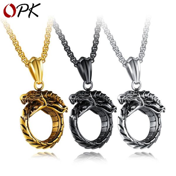 opk retro men's pendants titanium steel tail biting dragon eternal circle trendy men's necklace gift, Silver
opk retro men's pendants titanium steel tail biting dragon eternal circle trendy men's necklace gift, Silver