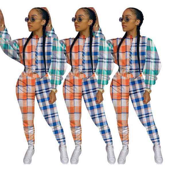 bandage fashion plaid printed womens pants suit slim contrast color trousers womens clothing 2 piece set, White
bandage fashion plaid printed womens pants suit slim contrast color trousers womens clothing 2 piece set, White