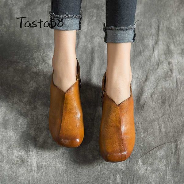 tastabo 2020 spring and summer new high heels vintage handmade women's shoes comfortable casual work caramel green color, Black
tastabo 2020 spring and summer new high heels vintage handmade women's shoes comfortable casual work caramel green color, Black