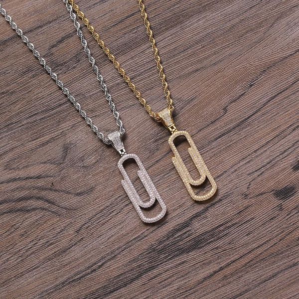classic paper clip shape pendant necklace gold silver color out cubic zirconia pendant hip hop cz geometry necklace jewelry 
classic paper clip shape pendant necklace gold silver color out cubic zirconia pendant hip hop cz geometry necklace jewelry