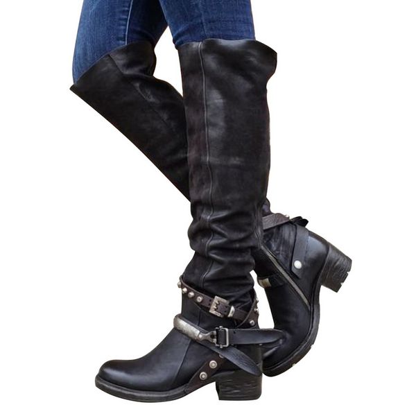 2020 boots женщины пряжка zipper обувь на низком каблуке колено высокие сапоги 2020 vintage кожа pu пинетки заклепки mujer zapatos botas muj, Black
2020 boots женщины пряжка zipper обувь на низком каблуке колено высокие сапоги 2020 vintage кожа pu пинетки заклепки mujer zapatos botas muj, Black