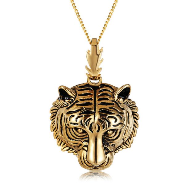 pendant necklaces trendy classic personality retro tiger head men's titanium steel necklace punk casual sporty vintage cuban chain, Silver
pendant necklaces trendy classic personality retro tiger head men's titanium steel necklace punk casual sporty vintage cuban chain, Silver