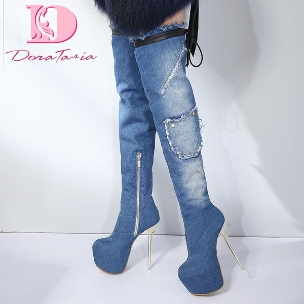 doratasia new female over the knee boots platform thin high heels denim thigh high boots women 2020 party woman shoes, Black
doratasia new female over the knee boots platform thin high heels denim thigh high boots women 2020 party woman shoes, Black