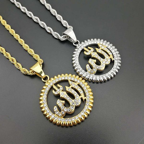 hip hop bling iced out gold silver color stainless steel islam muslim round pendants necklaces for men rapper jewelry
hip hop bling iced out gold silver color stainless steel islam muslim round pendants necklaces for men rapper jewelry