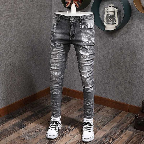 мода streetwear мужские джинсы серого цвета упругие slim fit печатных джинсы мужские джинсовые брюки карандаш дизайнер hip hop homme, Blue
мода streetwear мужские джинсы серого цвета упругие slim fit печатных джинсы мужские джинсовые брюки карандаш дизайнер hip hop homme, Blue