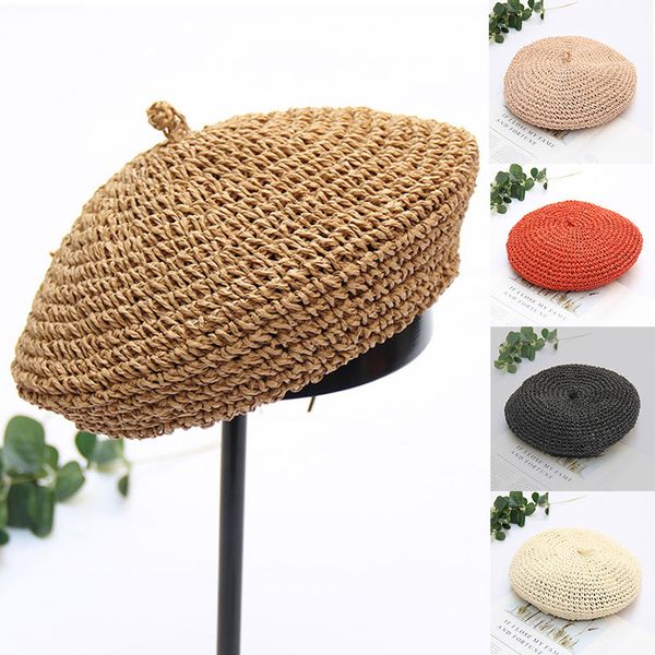 berets vintage straw woven beret french lady girl summer beanie hat artist cap handmade k2, Blue;gray
berets vintage straw woven beret french lady girl summer beanie hat artist cap handmade k2, Blue;gray