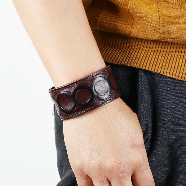 vintage brown genuine leather bracelet for men women fashion wrap wide bangles male wristband jewelry, Golden;silver
vintage brown genuine leather bracelet for men women fashion wrap wide bangles male wristband jewelry, Golden;silver