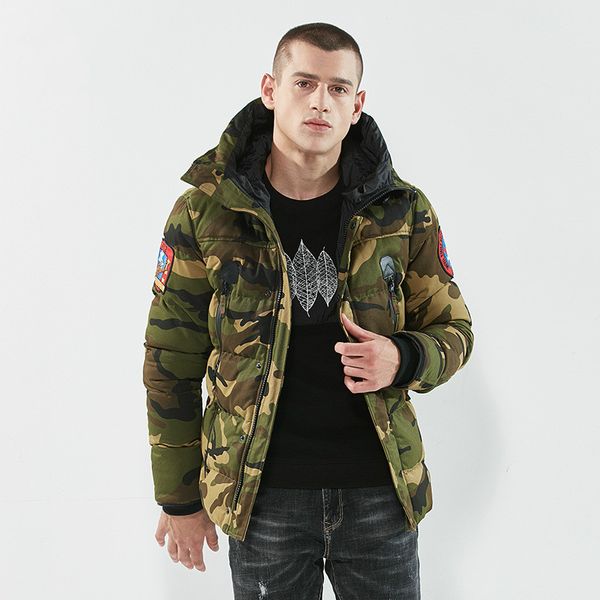 new men's winter camouflage coat fashion warmthick padded cotton jacket with hat long sleeve open stitch european and american style 20, Black;brown
new men's winter camouflage coat fashion warmthick padded cotton jacket with hat long sleeve open stitch european and american style 20, Black;brown