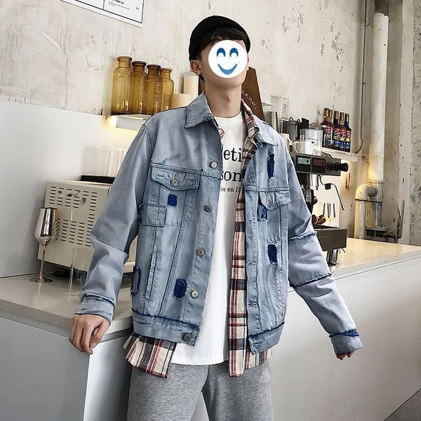 broken color matching denim men's autumn loose handsome korean style trendy student jacket jacketpersonality jacket u4sxx, Blue
broken color matching denim men's autumn loose handsome korean style trendy student jacket jacketpersonality jacket u4sxx, Blue
