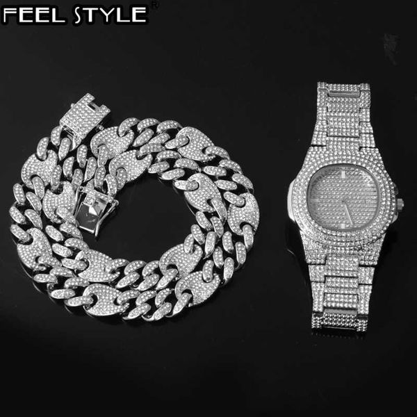 hip hop necklace +watch+bracelet + iced out alloy rhinestones coffee bean miami cuban link chain necklace for men jewelry, Silver
hip hop necklace +watch+bracelet + iced out alloy rhinestones coffee bean miami cuban link chain necklace for men jewelry, Silver