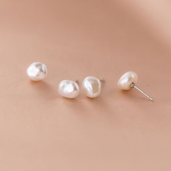 stud simulated pearl earrings 925 sterling silver for women girl simple korean fashion irregular baroque jewelry, Golden;silver
stud simulated pearl earrings 925 sterling silver for women girl simple korean fashion irregular baroque jewelry, Golden;silver