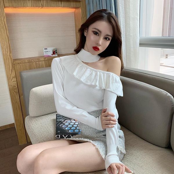 2019 autumn women ruffles off-shoulder chic pullovers sweater female knitted elasticity halter fashion sweaters gt112, White;black
2019 autumn women ruffles off-shoulder chic pullovers sweater female knitted elasticity halter fashion sweaters gt112, White;black