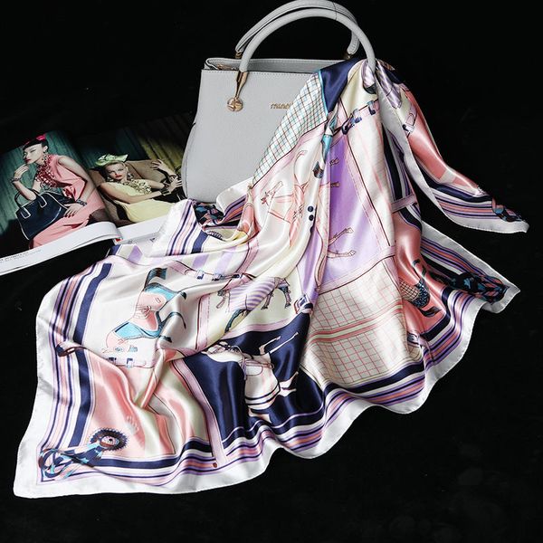 scarves 90*90cm silk satin neck scarf for women floral print kerchief square shawls and wraps large hijab scarfs ladies hair, Blue;gray
scarves 90*90cm silk satin neck scarf for women floral print kerchief square shawls and wraps large hijab scarfs ladies hair, Blue;gray