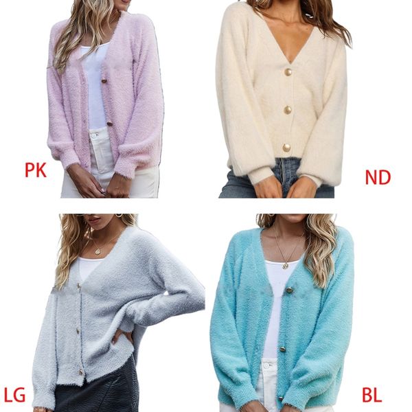 women winter long sleeve sweater cardigan v-neck button fluffy plush solid coat 517f, White
women winter long sleeve sweater cardigan v-neck button fluffy plush solid coat 517f, White