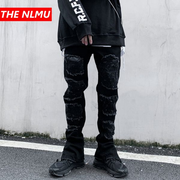2020 black hole skinny jeans men streetwear destroyed ripped jeans homme hip hop reflective patch pencil biker denim pants wq131, Blue 
2020 black hole skinny jeans men streetwear destroyed ripped jeans homme hip hop reflective patch pencil biker denim pants wq131, Blue