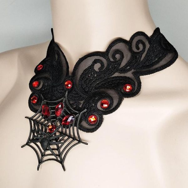1шт halloween sexy gothic punk стиль ожерелье черное кружево шея цепь воротник ожерелье ретро паук кружево воротник стимпанк ювелирные издел, Golden;silver