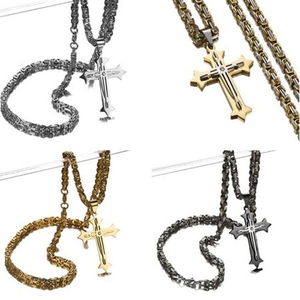 cool cross necklace for men byzantine gold silver color stainless steel chain catholic crucifix pendant male punk rock ornaments
cool cross necklace for men byzantine gold silver color stainless steel chain catholic crucifix pendant male punk rock ornaments