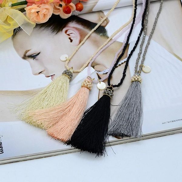 pendant necklaces 45cm fashion necklace statement women long crystal glass beads jewelry handmade bijoux femme bohemian tassel 4 colors whol, Silver
pendant necklaces 45cm fashion necklace statement women long crystal glass beads jewelry handmade bijoux femme bohemian tassel 4 colors whol, Silver