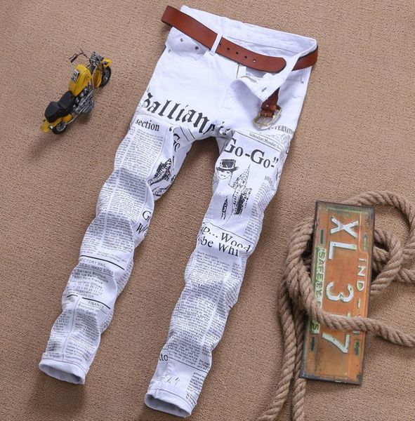 men's jeans fashion male youth korean version of white printing slim cow casual denim pants trousers, Blue
men's jeans fashion male youth korean version of white printing slim cow casual denim pants trousers, Blue