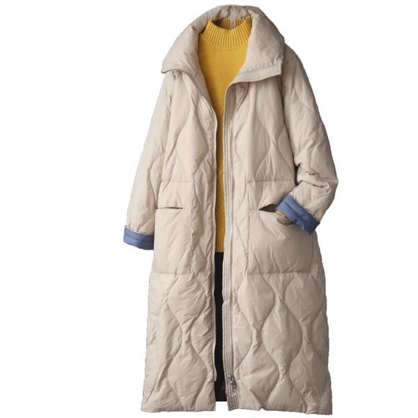 2020 winter new white duck down solid color mid-length coat coat large lapel loose thickened down jacket for women, Black
2020 winter new white duck down solid color mid-length coat coat large lapel loose thickened down jacket for women, Black