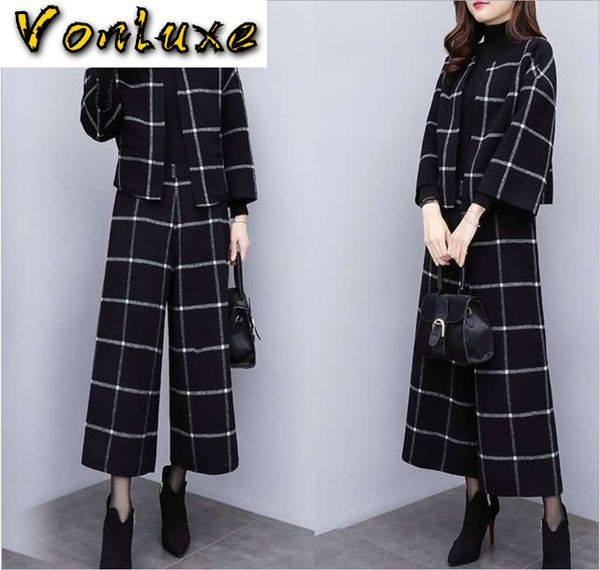 2020 autumn winter high waist wide leg pants suits for women two piece set office lady plaid blazer jacket trousers plus size, White
2020 autumn winter high waist wide leg pants suits for women two piece set office lady plaid blazer jacket trousers plus size, White