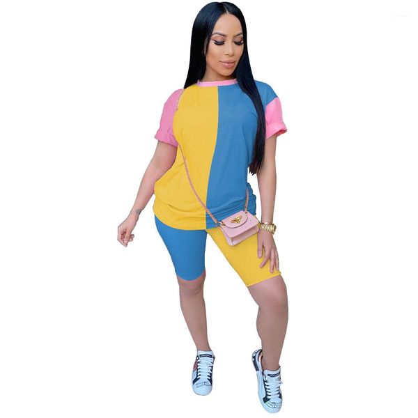 womens 2pcs summer short sleeve skinny shorts casual sport women clothing 2 pieces patchwork contrast colors, White
womens 2pcs summer short sleeve skinny shorts casual sport women clothing 2 pieces patchwork contrast colors, White