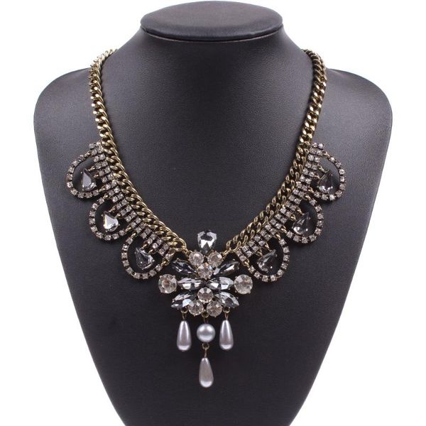 fashion new crystal rhinestone teardrop simulated pearl necklace pendant bib necklace for women florate brand jewelry, Silver
fashion new crystal rhinestone teardrop simulated pearl necklace pendant bib necklace for women florate brand jewelry, Silver