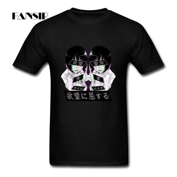sad japanese aesthetic shirts men t-shirt short sleeve pure cotton crew neck t shirt for teenage