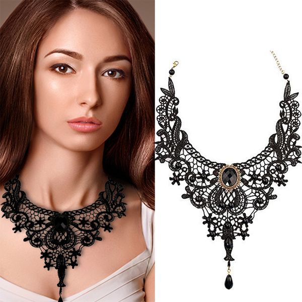 chokers halloween gothic punk style necklace black lace neck chain collar retro victorian women's steampunk jewelry, Golden;silver
chokers halloween gothic punk style necklace black lace neck chain collar retro victorian women's steampunk jewelry, Golden;silver