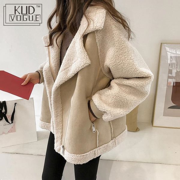 women winter oversized teddy jacket chic faux suede fur collar coats aviator motorcycle biker jackets female lamb wool coat new, Black
women winter oversized teddy jacket chic faux suede fur collar coats aviator motorcycle biker jackets female lamb wool coat new, Black