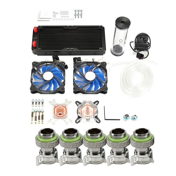 2 set accessories: 1 set 240mm water row + cpu water cooling system kit & 1 barb fitting radiator connector
2 set accessories: 1 set 240mm water row + cpu water cooling system kit & 1 barb fitting radiator connector