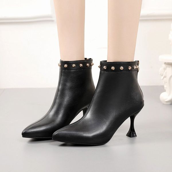 after the fall and winter fashion high-heeled shoes pointed fine with female short boots zipper deep mouth joker ankle, Black
after the fall and winter fashion high-heeled shoes pointed fine with female short boots zipper deep mouth joker ankle, Black
