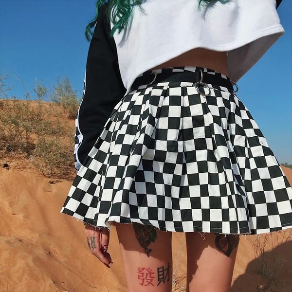 black white plaid a line mini skirt women summer ring detail skater skirt high waist ball gown female mujer saia harajuku
black white plaid a line mini skirt women summer ring detail skater skirt high waist ball gown female mujer saia harajuku