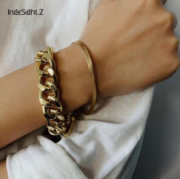 ingesight.z 2pcs/set punk miami curb cuban chunky thick bracelet bangle wrist chain charm heavy metal bracelet for women jewelry, Black
ingesight.z 2pcs/set punk miami curb cuban chunky thick bracelet bangle wrist chain charm heavy metal bracelet for women jewelry, Black