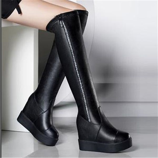 2020 slim women's wedges over the knee boots fashion high heels platform long boots side zip winter warm shoes woman, Black
2020 slim women's wedges over the knee boots fashion high heels platform long boots side zip winter warm shoes woman, Black